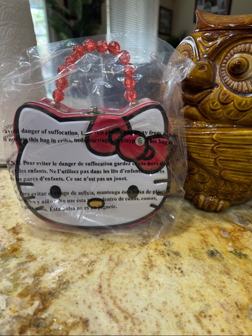 Hello Kitty White and Pink Beaded Handle Mini Purse